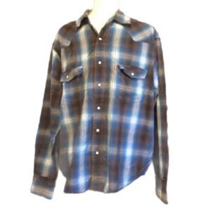 Brown blue plaid Men’s button down